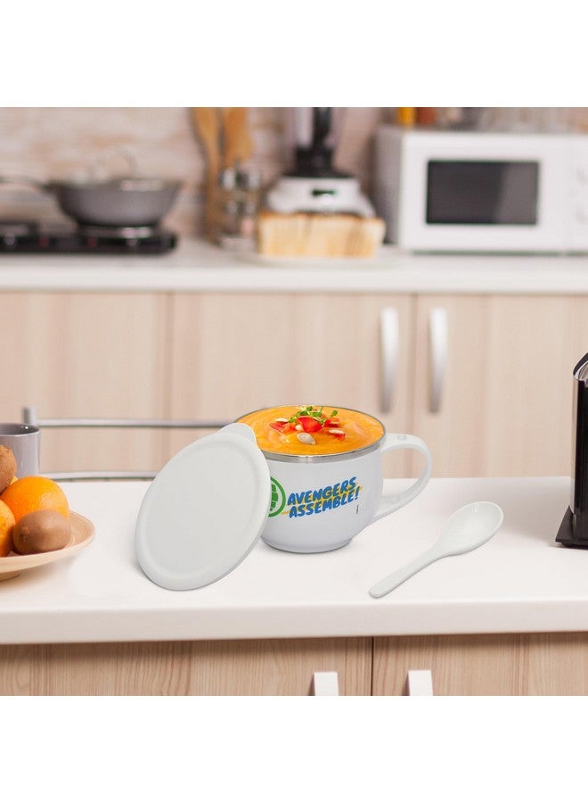 Jaypee Plus Stainless Steel Disney Printed Souptok Prime Soup Bowl with Lid & Spoon Maggi Bowl Noodles Pasta, Best Diwali Gift, Birthday Gift for Girls and Boys, Avengers Assemble - Image 3