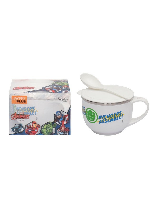 Jaypee Plus Stainless Steel Disney Printed Souptok Prime Soup Bowl with Lid & Spoon Maggi Bowl Noodles Pasta, Best Diwali Gift, Birthday Gift for Girls and Boys, Avengers Assemble - Image 5