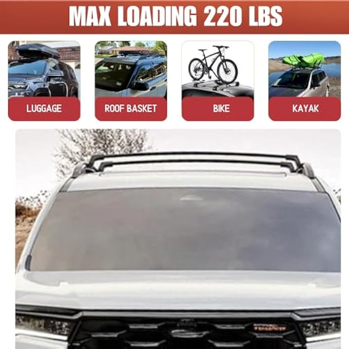 rayihni Roof Rack Cross Bars Compatible with 2023 2024 Honda Pilot Elite Sport Touring Trailsport, Bolt on Style (with Factory Side Rail), C1157V17-TP-FBA - Image 3