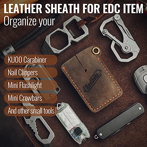 KeyUnity KA03 Leather Sheath EDC Pocket Organizer Hand Stitched Slip Pouch for KU00 Carabiner, Nail Clippers, Mini Flashlight, Mini Crowbar (KA03) - Image 4