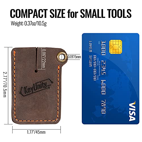 KeyUnity KA03 Leather Sheath EDC Pocket Organizer Hand Stitched Slip Pouch for KU00 Carabiner, Nail Clippers, Mini Flashlight, Mini Crowbar (KA03) - Image 3