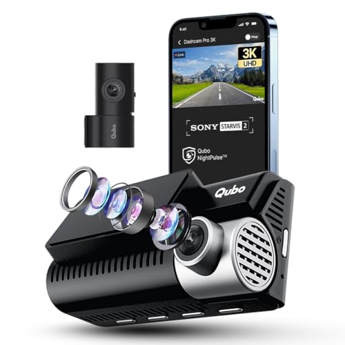 Qubo Car Dashcam Pro 3K [2026 Edition] Sony STARVIS 2 IMX675 Sensor| Dual Channel | Hero Group | NightPulse Vision | 5MP UHD Front Wide, 2MP FHD Rear | 3.2" LCD| Built-in GPS, Wi-Fi, Mic|1TB Storage - Image 1