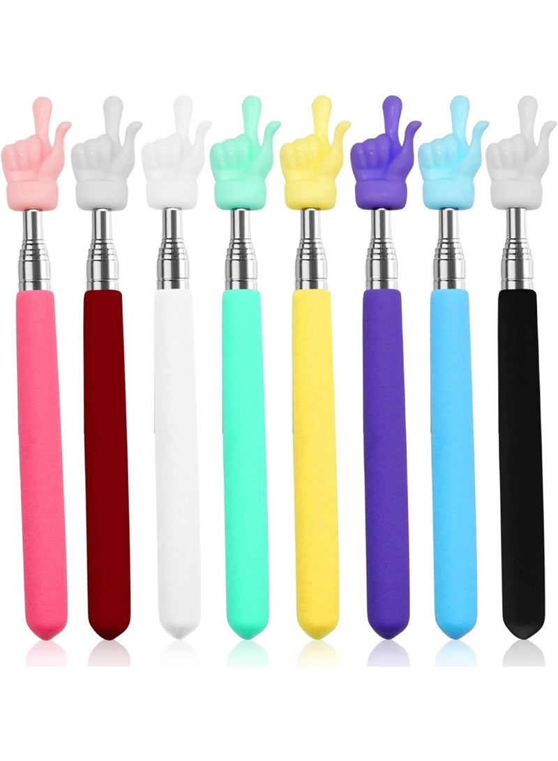 Meetion 8Pcs Telescopic Teachers Pointer, Extendable Hand Pointer Finger Pointer Stick, Mini Retractable Classroom Pointer for Elementary School Kindergarten Teacher, Classroom Supplies (Multicolor) - Image 1