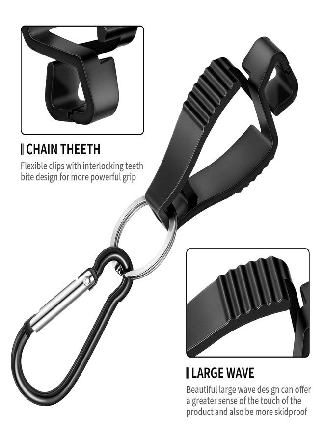 Jetec 6 Pcs Glove Clips for Work Glove Holder Grabber Safety Clips for Construction Work Accessories Helmets Hanger Clamp, Black - Image 2