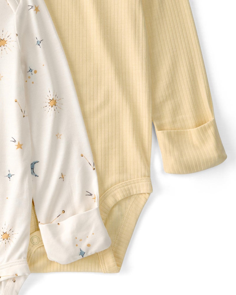 Carter's Neutral PurelySoft 2-pack Long Sleeve Bodysuit, Constellation Print, 12M - Image 3