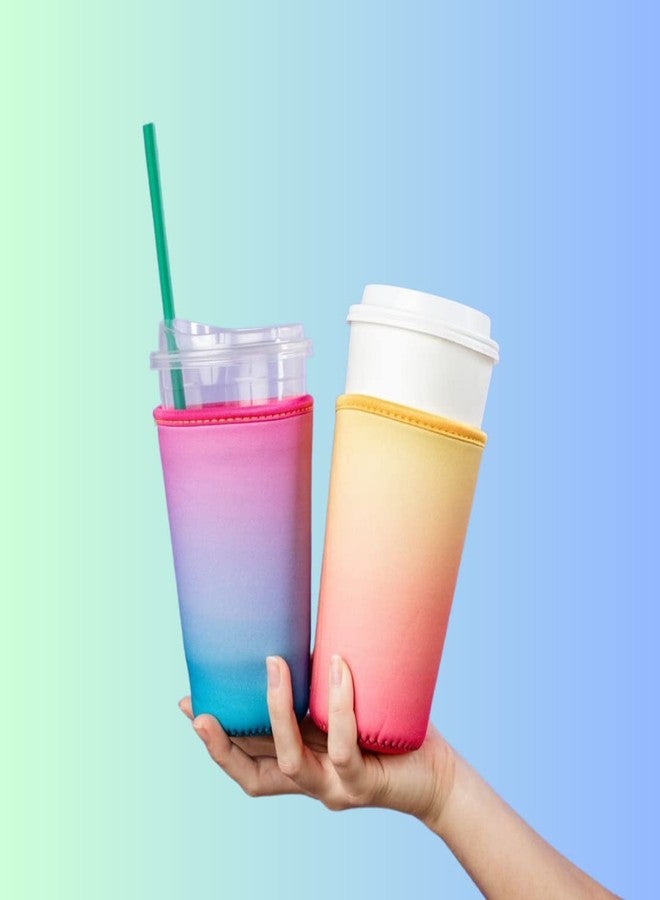 CrunchCup The GoatCoat Thermocooler - A Reusable Neoprene Insulator Sleeve for Iced Coffee Cups, Large Cold Beverages, and More (Sunset) - Image 4