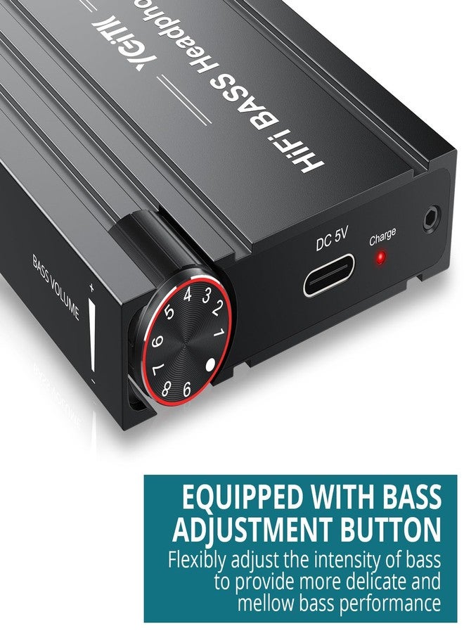 YGiTK Professional 16-600Ω Headphone Amplifier with Bass Boost, Portable HiFi Earphone Amplifiers, Gain Switch Bass Volume Adjust, Rechargeble Headphone Amp 3.5mm Jack for Phones, iPad, MP3, MP4 - Image 3