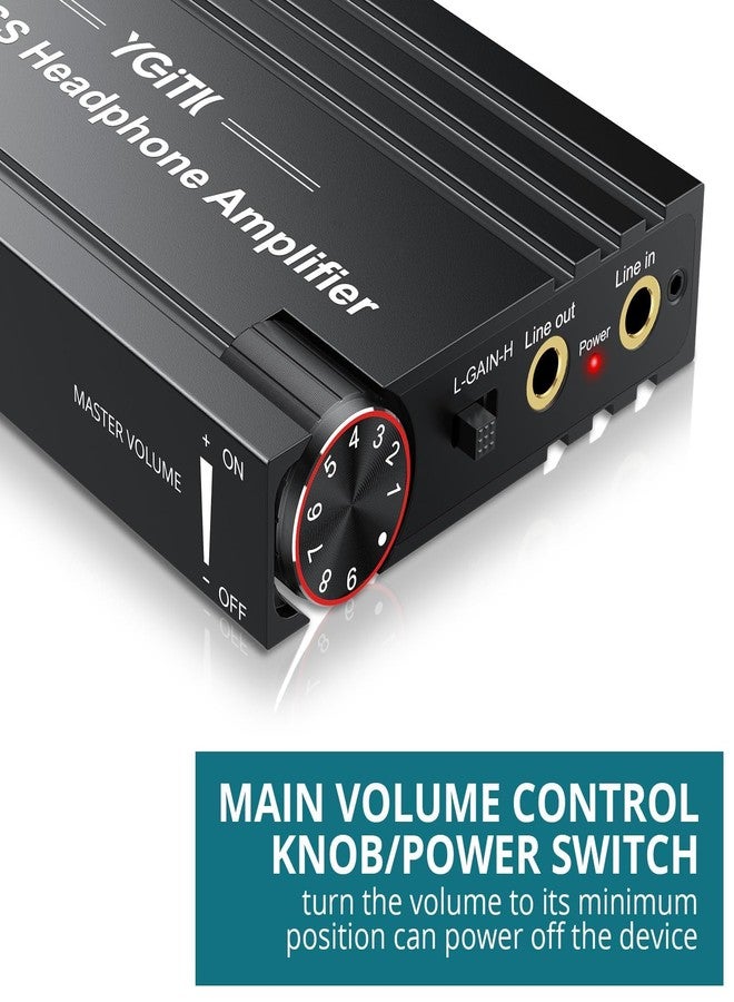 YGiTK Professional 16-600Ω Headphone Amplifier with Bass Boost, Portable HiFi Earphone Amplifiers, Gain Switch Bass Volume Adjust, Rechargeble Headphone Amp 3.5mm Jack for Phones, iPad, MP3, MP4 - Image 4