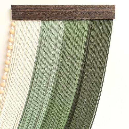 Achart Large Macrame Wall Hanging Dip Dyed Yarn Tapestry Ombre Yarn Gradient Color Macrame Wall Decor Macrame Tapestry Boho Decor for Bedroom Living Room Headboard Above Bed (Green + Bead) - Image 3
