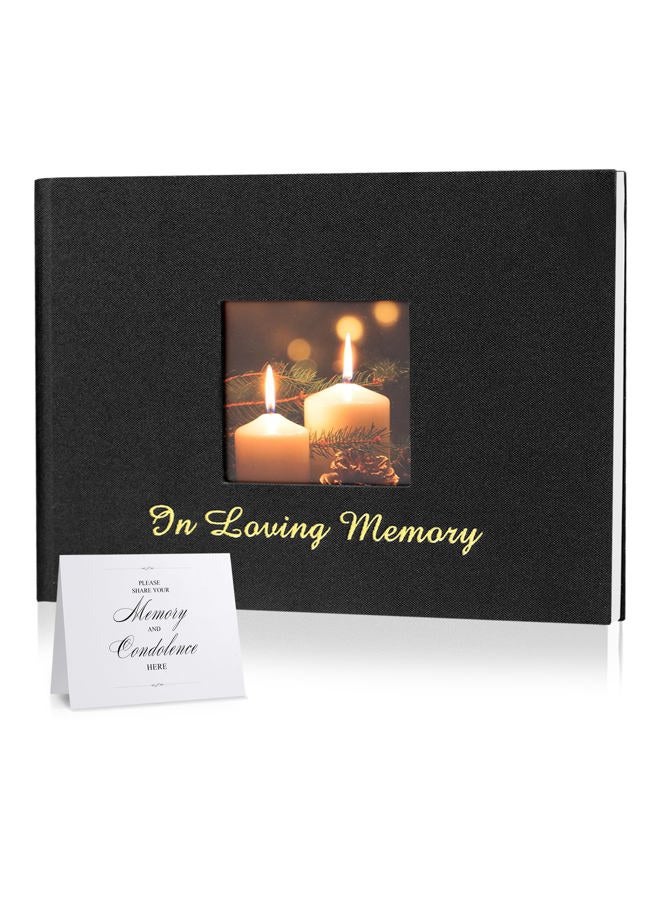 Utron Funeral Guest Book for Memorial Service, Hardcover Black Memory Book for Funeral with Table Sign, 80 Lined Pages Thick Paper Guest Book for Memorial Service - Image 1