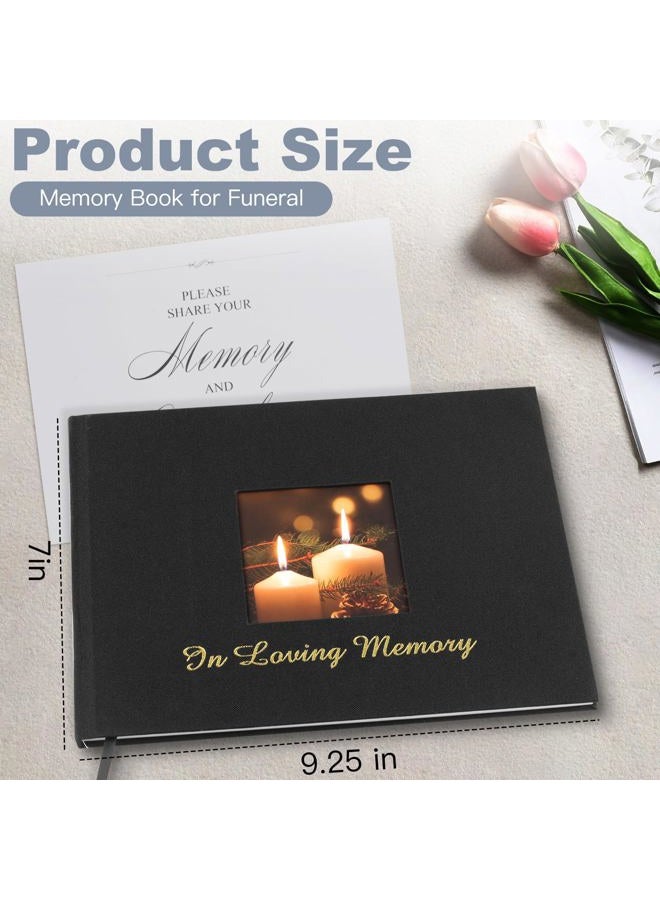 Utron Funeral Guest Book for Memorial Service, Hardcover Black Memory Book for Funeral with Table Sign, 80 Lined Pages Thick Paper Guest Book for Memorial Service - Image 2