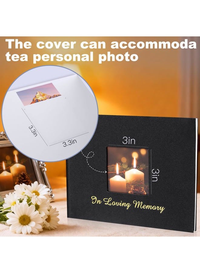 Utron Funeral Guest Book for Memorial Service, Hardcover Black Memory Book for Funeral with Table Sign, 80 Lined Pages Thick Paper Guest Book for Memorial Service - Image 3