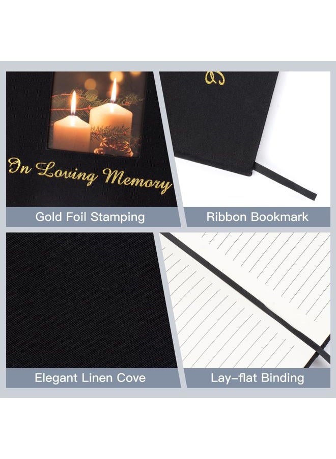 Utron Funeral Guest Book for Memorial Service, Hardcover Black Memory Book for Funeral with Table Sign, 80 Lined Pages Thick Paper Guest Book for Memorial Service - Image 4