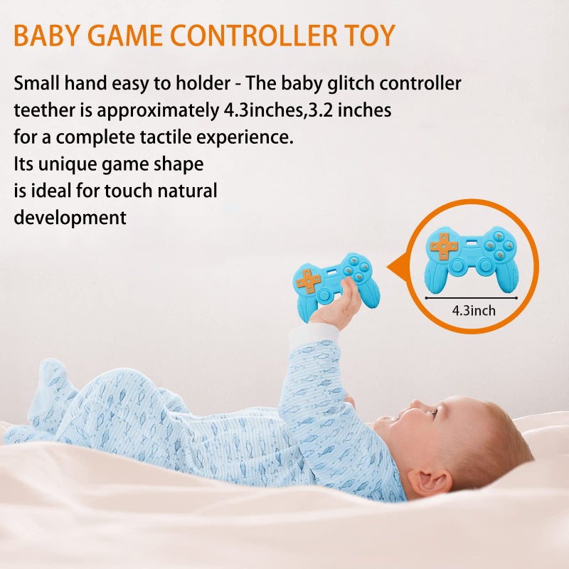 BIGSPINACH Cool Remote Game Control Teething Toy for Babies 0-6 6-12 Months,Game Controller Teether for Gamer Parents,Baby's First Valentines Day Gifts,Silicone Remote Chew Toysï¼ˆBlue - Image 3