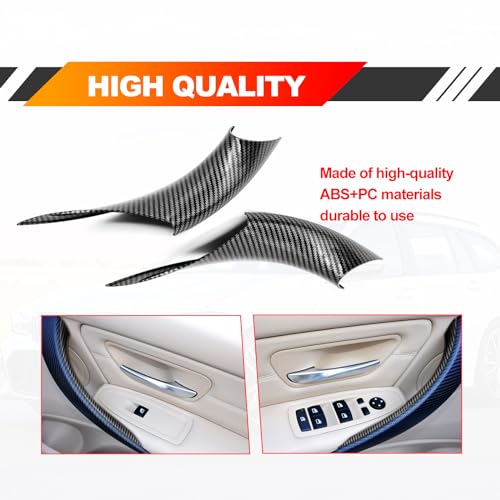 KEVWR 2PCS Door Handle Covers Left Front and Right Front Compatible with BMW 320 328 330 335 M3 20122018 BMW 428 435 M4 20142017Carbon Fiber Black - Image 3