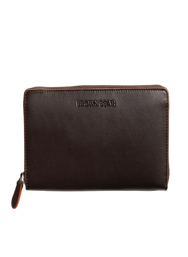 BROWN BEAR Genuine Leather RFID Ladies Wallet, Brown/Orange | Stylish, Secure, and Elegant Accessories for Women | - Image 1