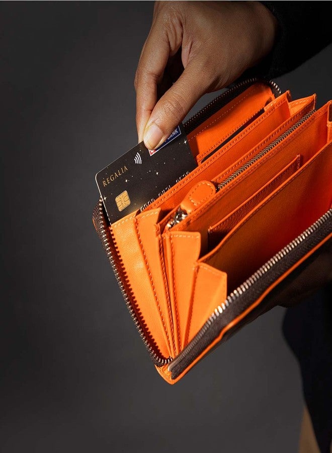 BROWN BEAR Genuine Leather RFID Ladies Wallet, Brown/Orange | Stylish, Secure, and Elegant Accessories for Women | - Image 2