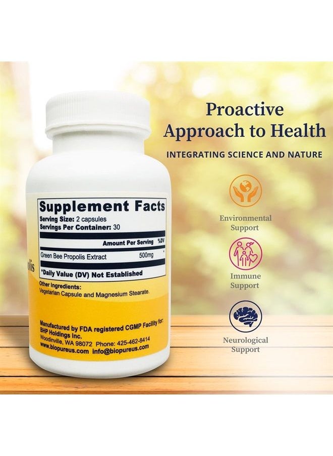 BioPure - Brazilian Green Propolis Pure Propolis Extract – Natural Freeze-Dried Extract with Atrepillin-C ad Phenols to Support Respiratory, Gastrointestinal, and Immune Function – 60 Capsules - Image 1