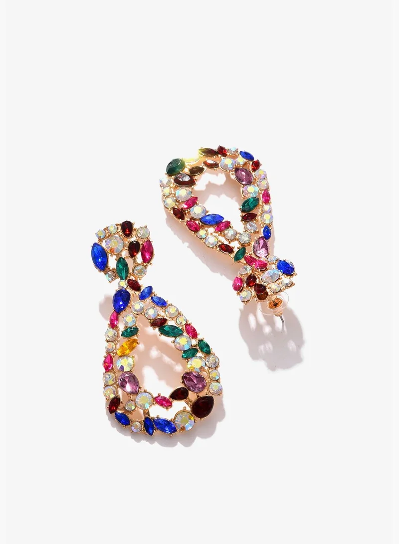SOHI Gold Plated Designer Stone Drop Earring