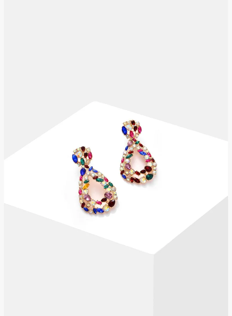 SOHI Gold Plated Designer Stone Drop Earring