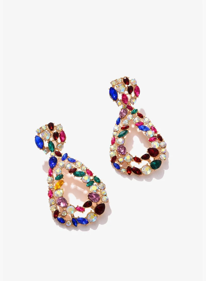 SOHI Gold Plated Designer Stone Drop Earring