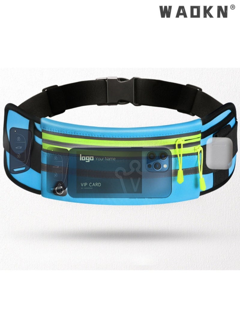 WAOKN Running Belt Waist Packs, Workout Fanny Pack, Workout Belt Sport Waist Pack for Women Men, Adjustable Waistband Bag,Unisex Sports Running Fitness Waterproof Waist Bag Cycling Close-fitting Large-capacity Bag with Earphone Slot Can Carry Water Bottle,Grey  - Image 4