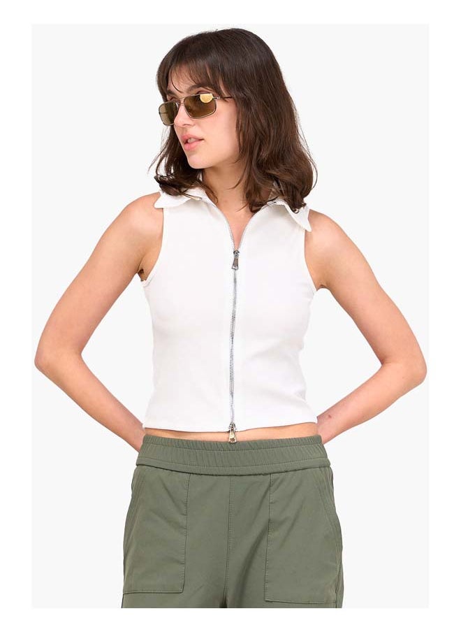 Clue Ribbed Sleeveless Crop Top  - Image 4
