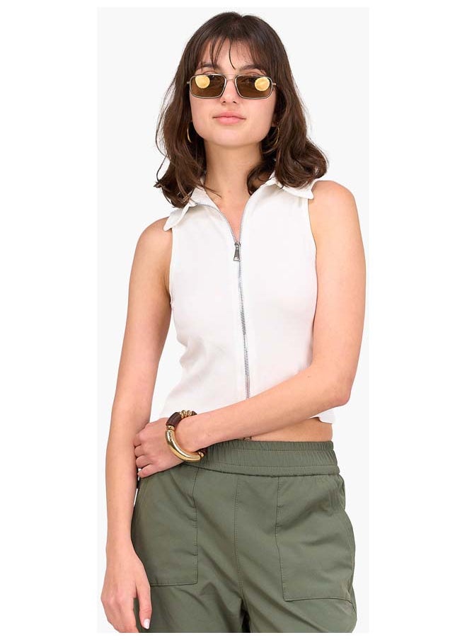 Clue Ribbed Sleeveless Crop Top  - Image 2