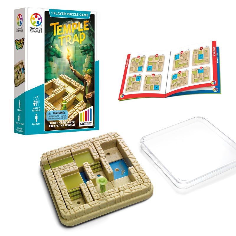 SmartGames Temple Trap Cognitive Skill-Building Travel Game with Portable Case Featuring 60 Challenges for Ages 7 - Adult - Image 1