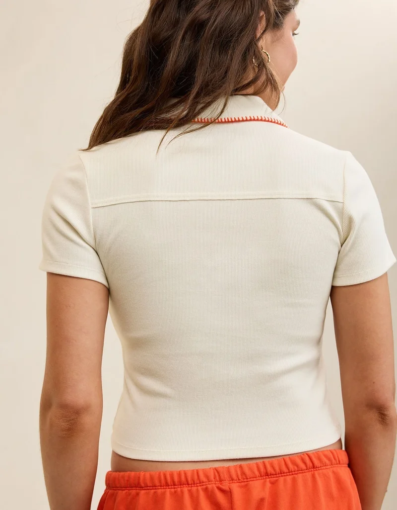 Aerie  Aerie Cropped Polo T-Shirt for Women | Best Price UAE