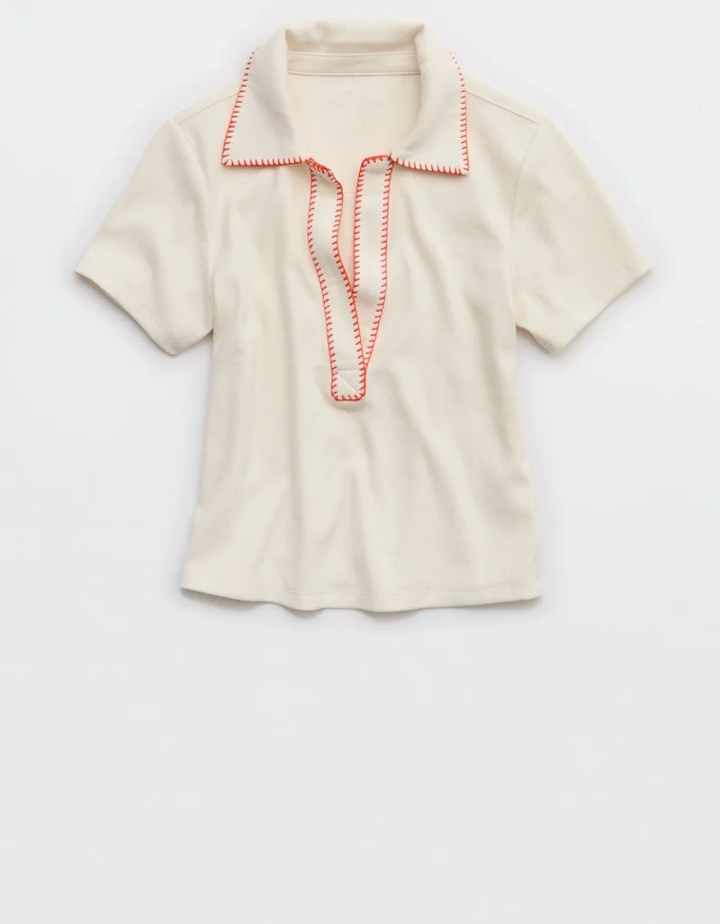 Aerie  Aerie Cropped Polo T-Shirt for Women | Best Price UAE