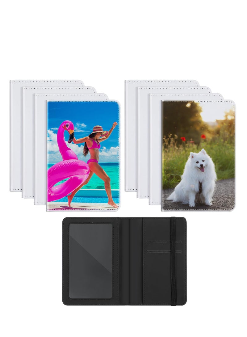 SYOSI 4 Pcs Sublimation Passport Holder Covers, PU Leather Heat Transfer Card Travel Wallet, White DIY Blank Holder Cover for Passport Business Cards Credit Cards, Not Easy To Fade (Black)  - Image 1