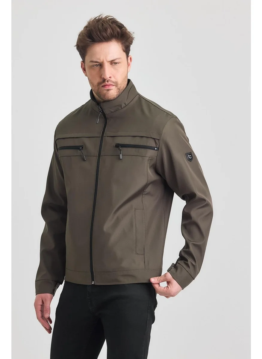 Sivaist Green Men's Cotton Polyester Blend Double Chest Zippered Water and Windproof Seasonal & Summer Coat