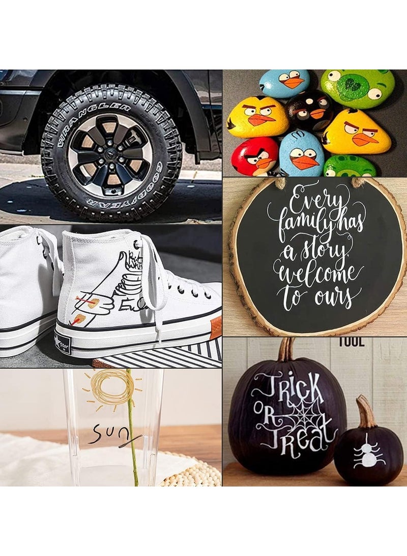 الاكريليك الطلاء القلم ، 6 مجموعات من الأسود والأبيض الطلاء علامة القلم مجموعة ، 0.7mm غرامة المياه القائمة على علامة دائمة القلم ، صخرة اللوحة ، والإطارات ، والمعادن ، الزجاج ، الخشب ، خربش الفنان ال - Image 4