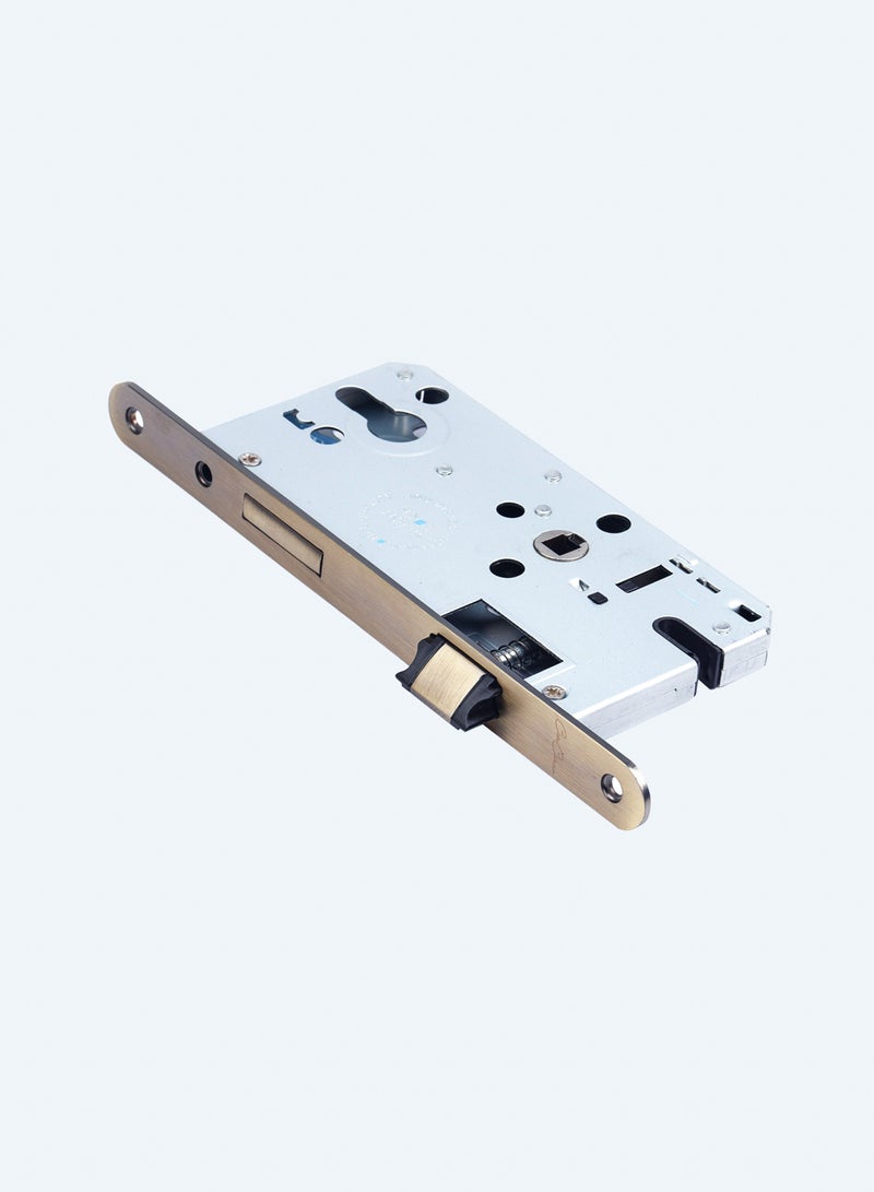 Premium Anti-Rust SS304 Stainless Steel Mortise 7255 Lockbody 55x72mm – Curve End Shape, 5-Year Mechanical Warranty, Secure Door Lock for Residential & Commercial Use Light Antique Brass)