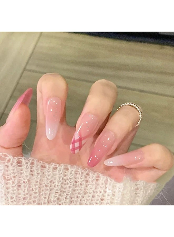 Goolsky Sparkly Bow Sequins French Press-on Nails with Crushed Diamonds & Transparent Base - Image 2