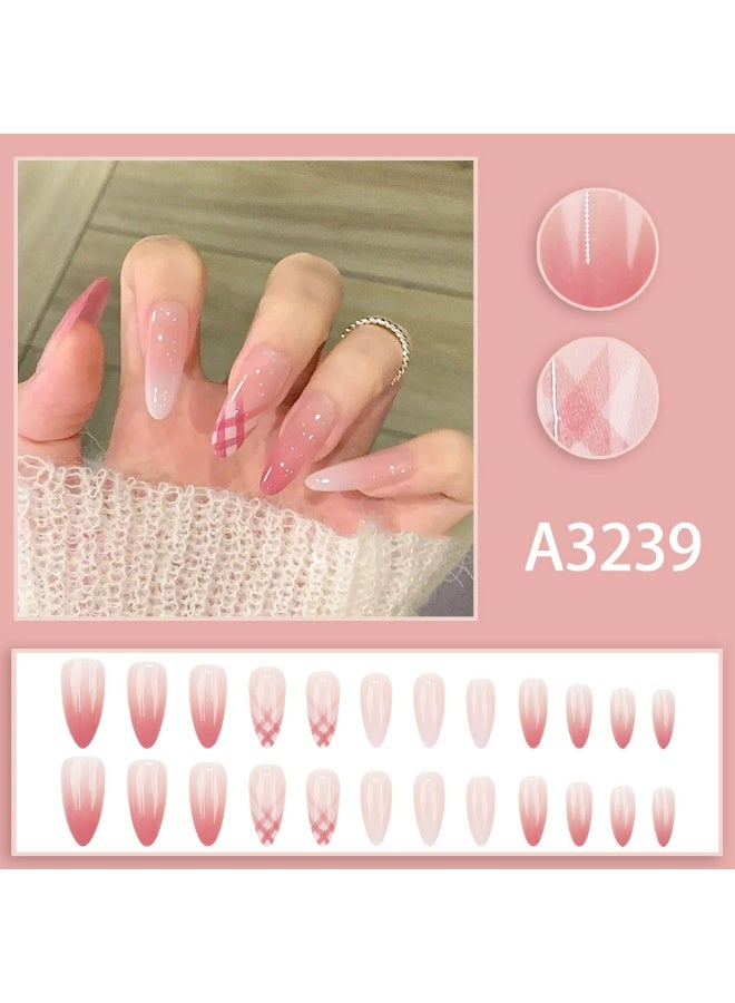 Goolsky Sparkly Bow Sequins French Press-on Nails with Crushed Diamonds & Transparent Base - Image 1