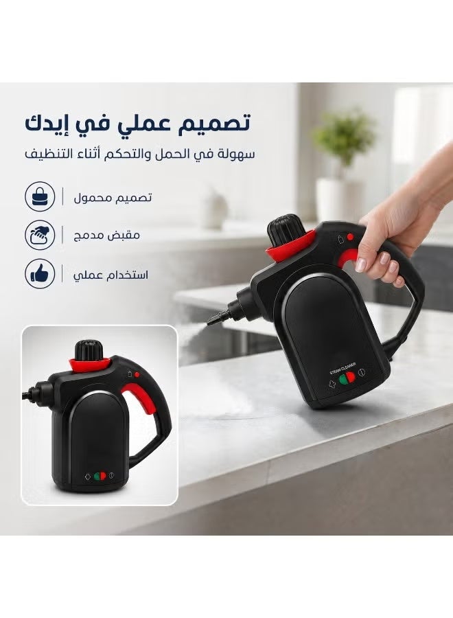 ARSHIA SC050-3949 Portable Steam Cleaner, 950–1100W, 3 Bar Steam Pressure, with Hose, Nozzles and Multiple Brushes for Cleaning Kitchens, Bathrooms, Floors, Windows and Upholstery - Image 5