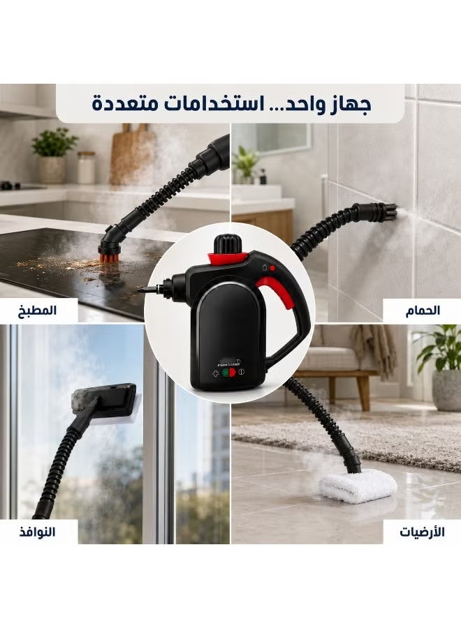ARSHIA SC050-3949 Portable Steam Cleaner, 950–1100W, 3 Bar Steam Pressure, with Hose, Nozzles and Multiple Brushes for Cleaning Kitchens, Bathrooms, Floors, Windows and Upholstery - Image 3