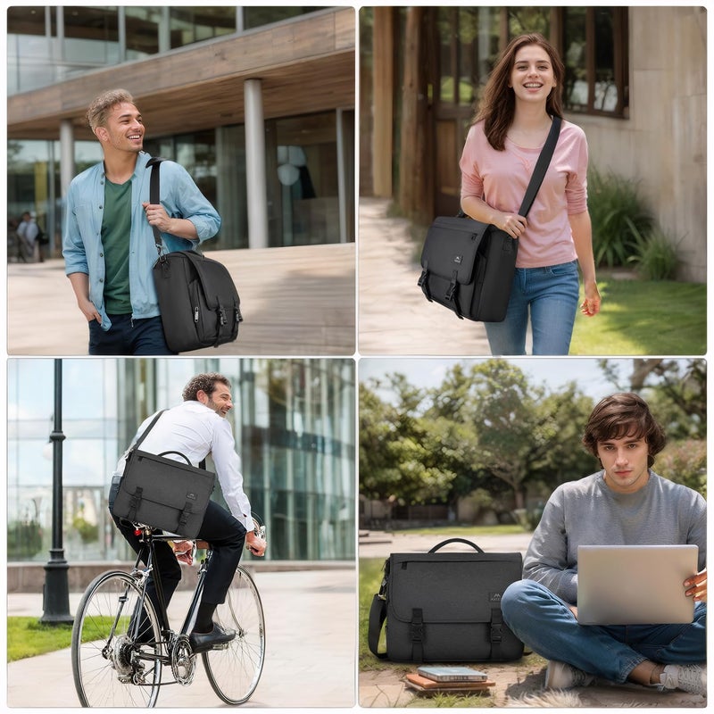 MATEIN Messenger Bag for Men, Teen School Bag Lightweight 17.3 inch Laptop Briefcase, Large Crossbody College Satchel Computer Work Office Case with Shoulder Strap, College Student Gifts, Black - Image 2