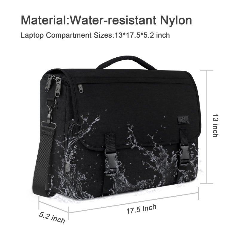 MATEIN Messenger Bag for Men, Teen School Bag Lightweight 17.3 inch Laptop Briefcase, Large Crossbody College Satchel Computer Work Office Case with Shoulder Strap, College Student Gifts, Black - Image 5