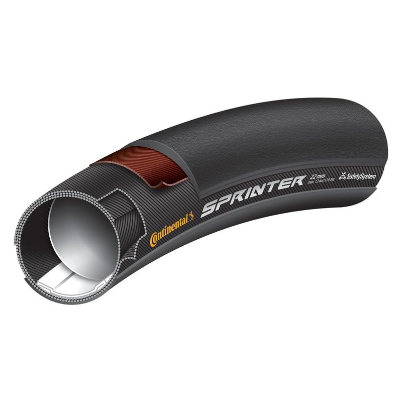 Continental Sprinter Tubular Road Bicycle Tire With Black Chili (28X22  Tubular  Black) - Image 1