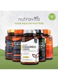 Nutravita Organic Fenugreek Capsules 2250mg Per Dose 240 Capsules 100 percent Pure Fenugreek Powder Soil Association Certified Vegan Fenu Greek Supplement for Women and Men Made in The UK by Nutravita  - Image 2