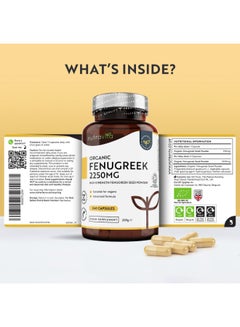 Nutravita Organic Fenugreek Capsules 2250mg Per Dose 240 Capsules 100 percent Pure Fenugreek Powder Soil Association Certified Vegan Fenu Greek Supplement for Women and Men Made in The UK by Nutravita  - Image 5
