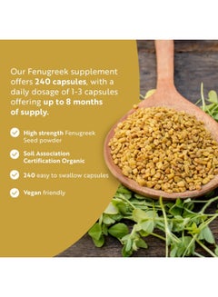 Nutravita Organic Fenugreek Capsules 2250mg Per Dose 240 Capsules 100 percent Pure Fenugreek Powder Soil Association Certified Vegan Fenu Greek Supplement for Women and Men Made in The UK by Nutravita  - Image 3