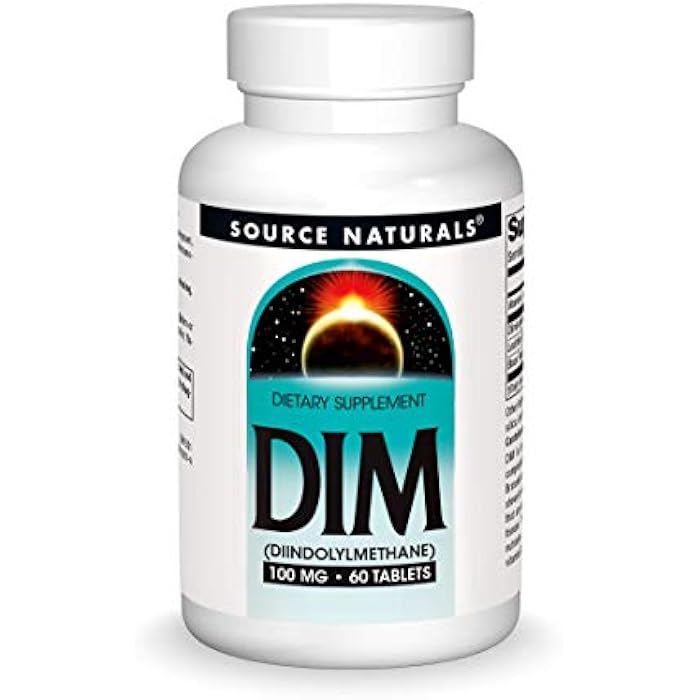 Source Naturals DIM, Diindolylmethane 100mg with BioPerine, Vitamin E & More - 60 Tablets - Image 1