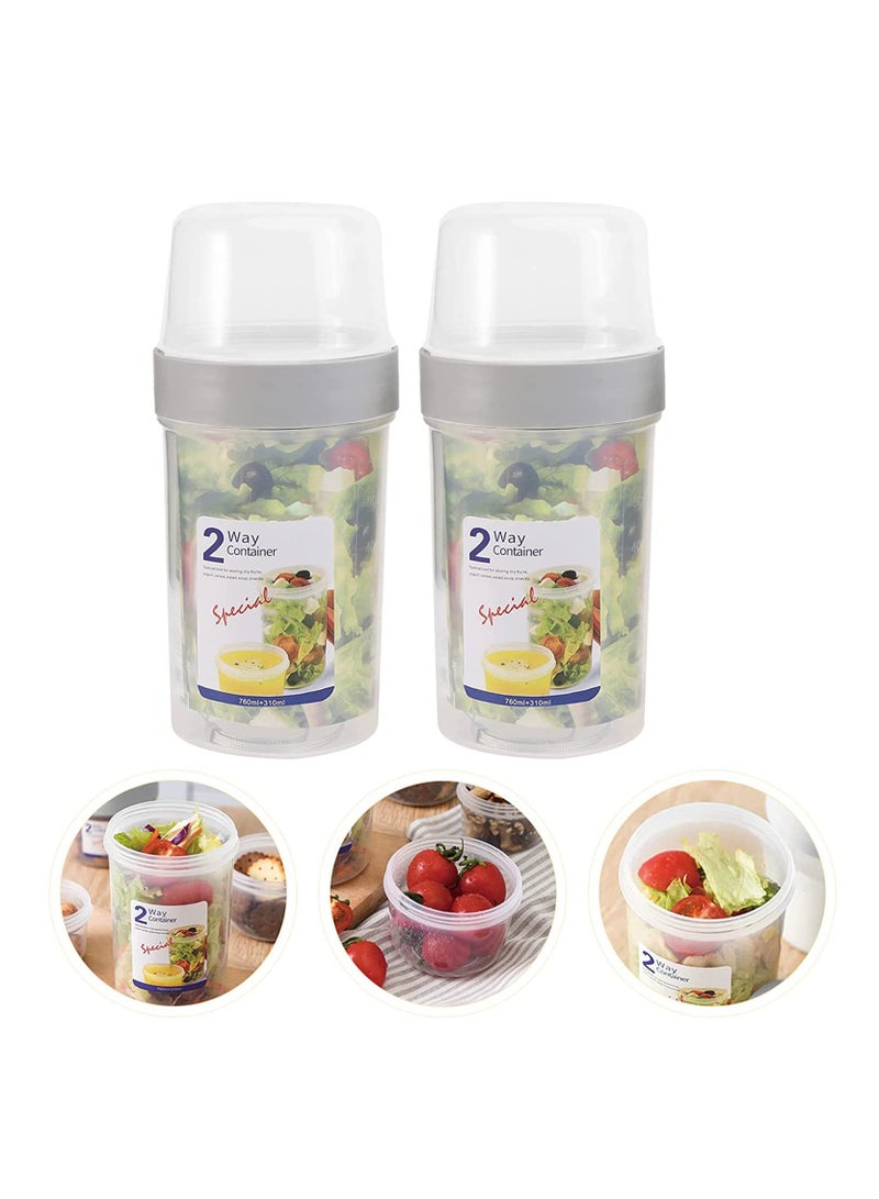 SYOSI Cereal and Milk Container on the Go Double Layer Hiking Food Container Snack Cup Camping and RV Storage and Organization Crunch Cup Yogurt Container - Image 4