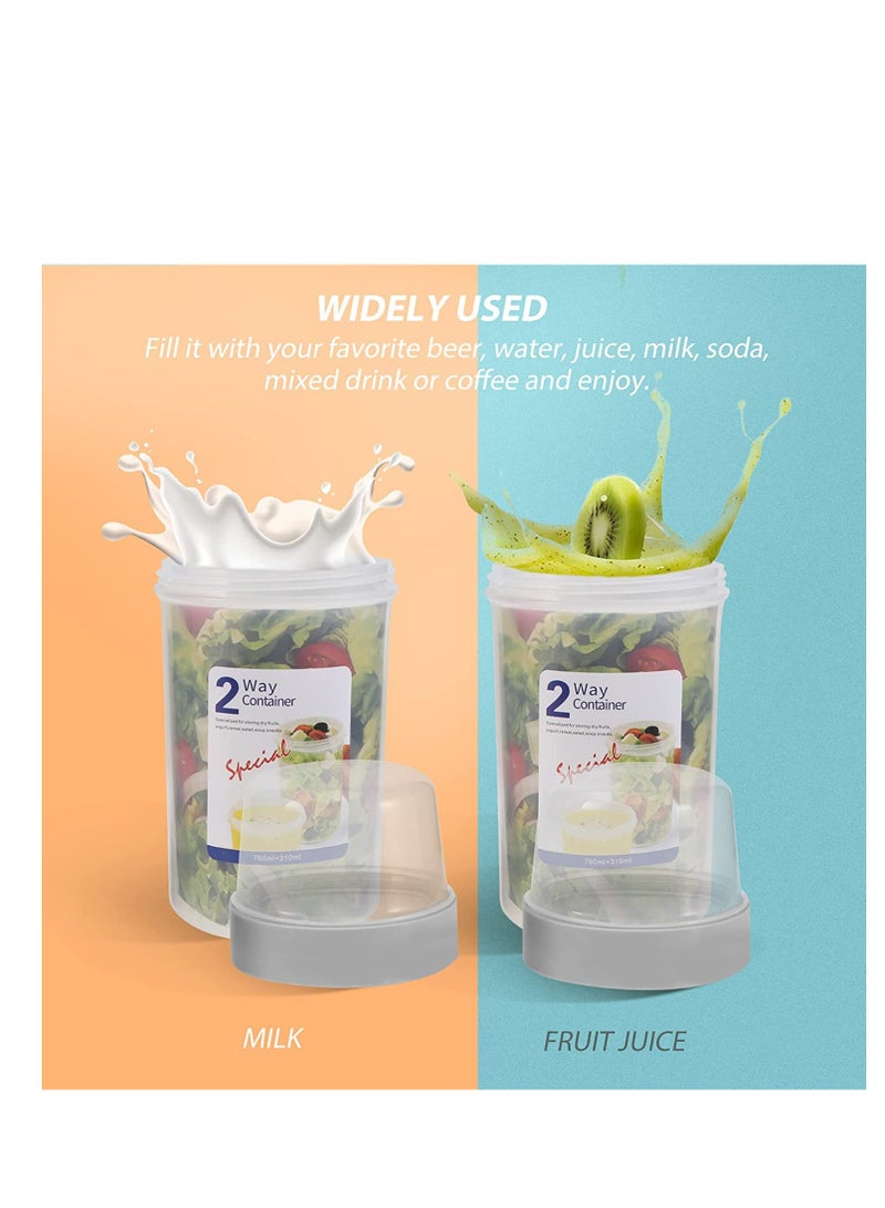 SYOSI Cereal and Milk Container on the Go Double Layer Hiking Food Container Snack Cup Camping and RV Storage and Organization Crunch Cup Yogurt Container - Image 2