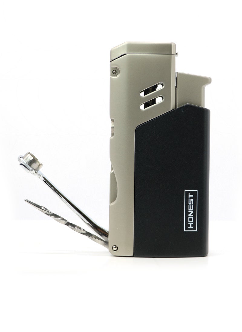 Honest - Honest Windproof Torch Lighter Butane Gas Lighter Blue Flame Refillable Lighter with Puncher For Candles and BBQ - Image 1