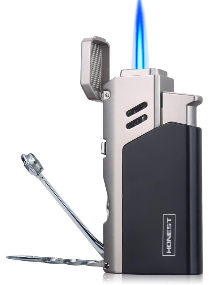 Honest Windproof Torch Lighter Butane Gas Lighter Blue Flame Refillable Lighter with Puncher For Candles and BBQ - Image 2